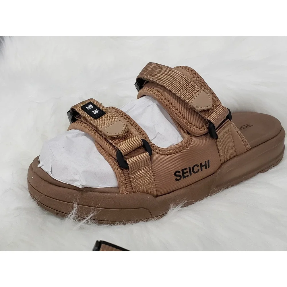 NEW MENS 9 Seichi Yoroi V2 Sandals Brown Slip On Open Toe Platform Slide EURO 42